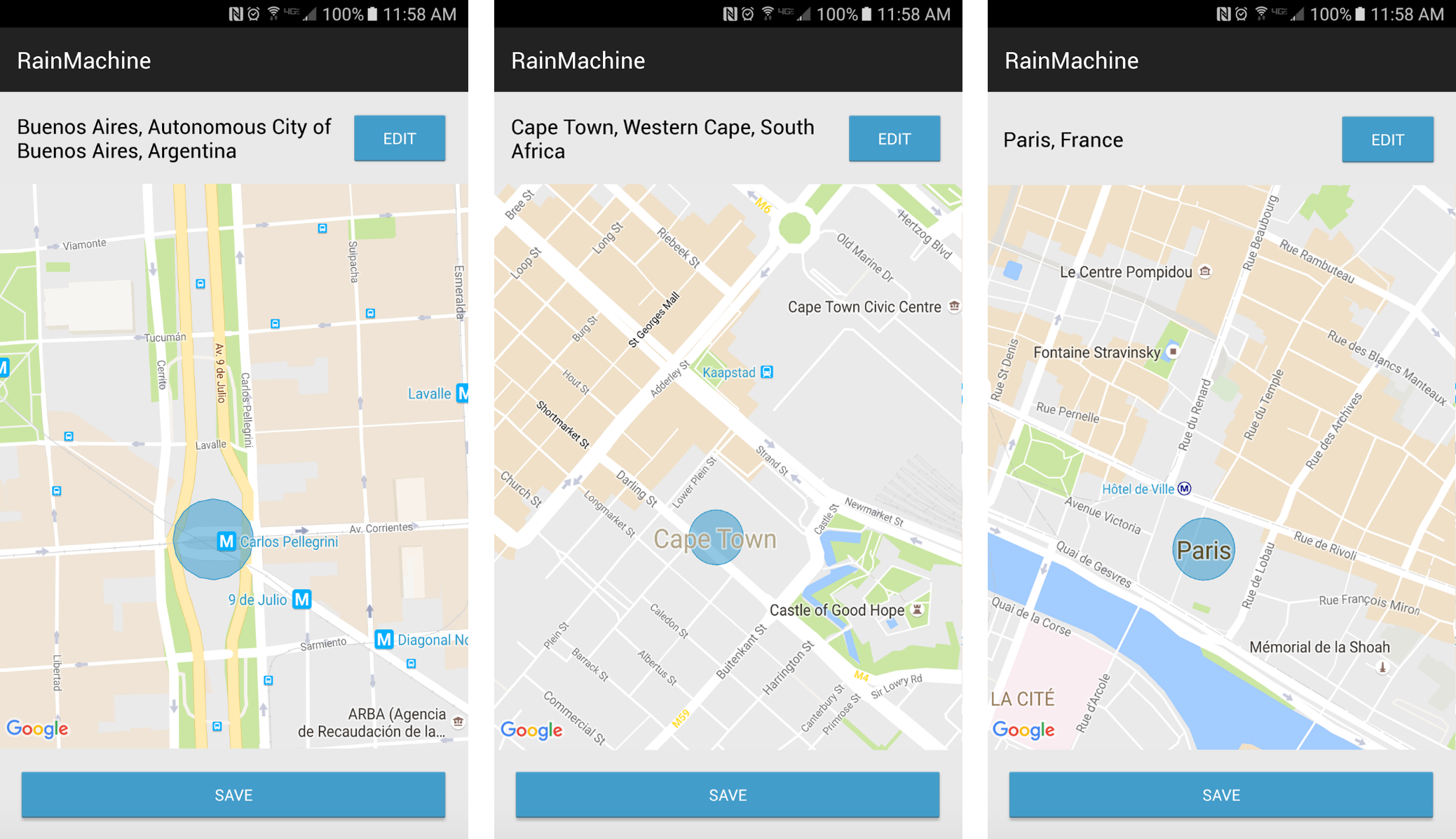 Option to choose RainMachine location by using RainMachine Android mobile application