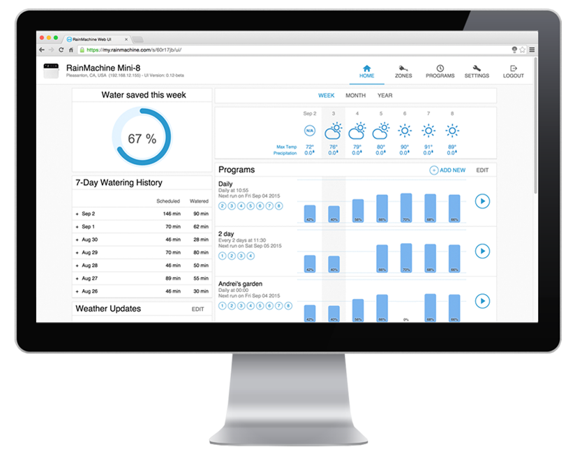 My RainMachine web application desktop screenshot