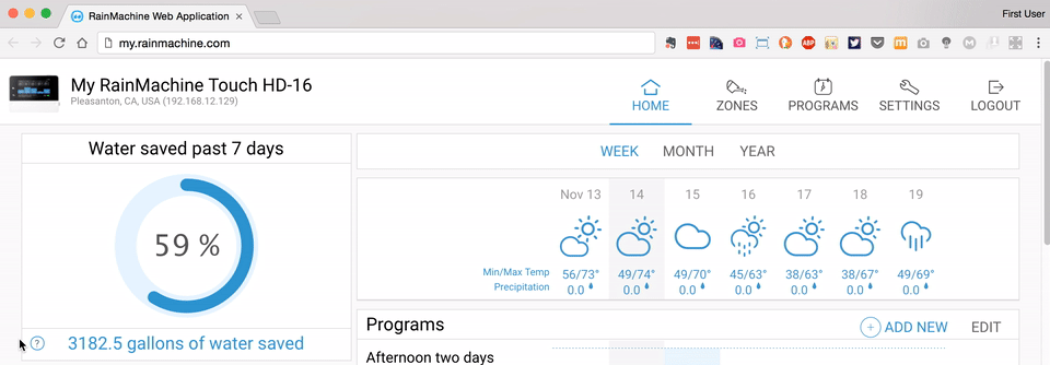 RainMachine gallons saved and help text added.